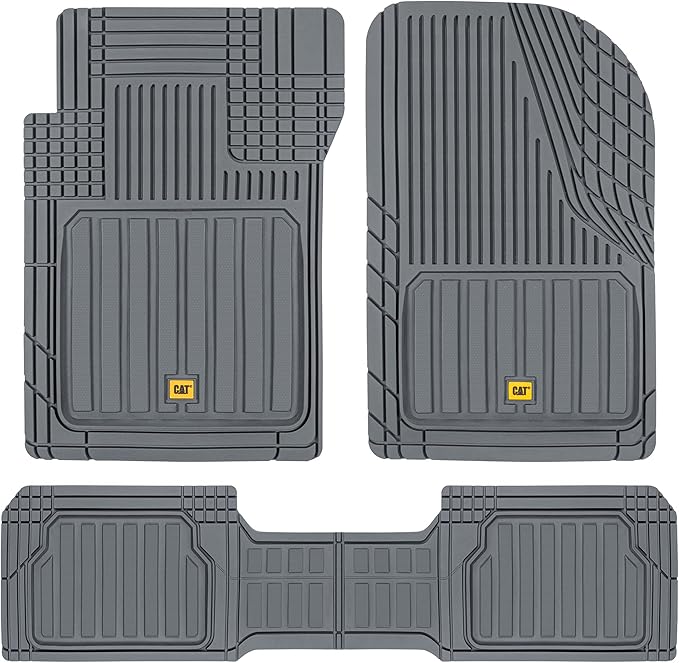 Cat® ToughLiner Heavy Duty Rubber Floor Mats & Cargo Trunk Liner for Car SUV Van Sedan, Gray - Trim to Fit, All Weather Deep Dish Automotive Floor Mat, Total Dirt Protection