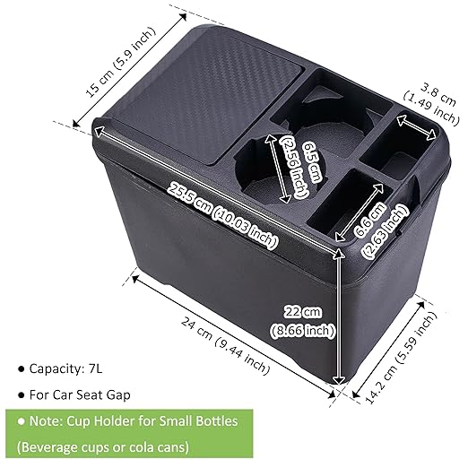 Multifunctional Car Trash Can with Mini Cup Holder, Spacious Backseat Floor Organizer Leak-Proof Vehicle Trash Can Bin Waste Container with Lip, Car Storage Box Suitable for Cars, Truck, SUV