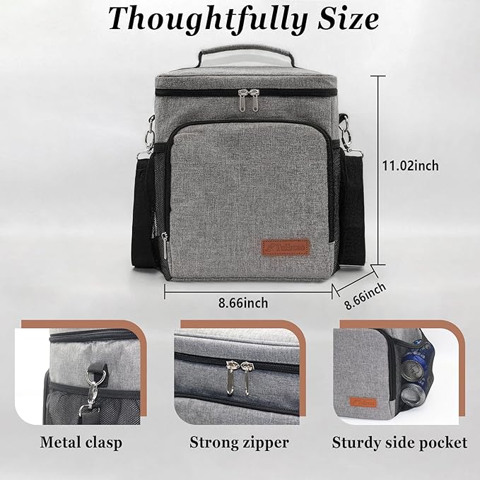 TuErcao Insulated Cooler Bag 6/24 Can Collapsible Leakproof Soft Sided Cooler for Car, Portable Foldable Small Ice Chest for Beach Camping Picnic Travel, 5/15qt Lunch Box for Men Work