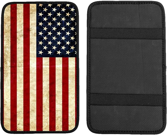 Auto Center Console Pad,American Flag 1 Auto Armrest Pad Seat Box Cushion,Armrest Cover Protector for Vehicle SUV Truck Car