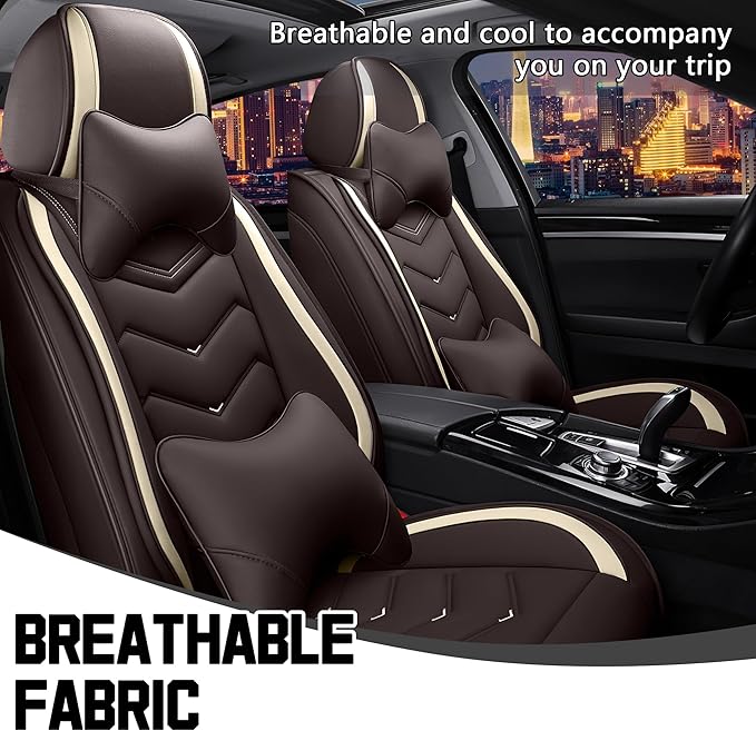 CTDS Car Seat Covers for Honda Civic 2000-2026, Stylish Sport Seat Cover, Premium Nappa Leather Car Seat Cover. Automobile Seat Covers Sets.(Luxury 2 Seats/Coffee Color)