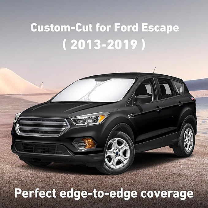 EcoNour Windshield Sunshade Compatible for Ford Escape 2013-2017 2018 2019, Sun Visor for Front Windshield & Window Sun Shade Cover, UV Heat Blocker & Protector, Car Accessories