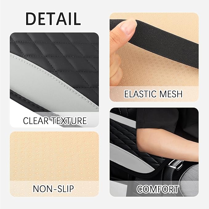 IHOTDER Patchwork Leather Center Console Covers for Cars,Upgraded Arm Rest Cover for Car with Side Storage Pocket for Car Seat Organizer,Middle Console Cover Stylish Car Decoration (Gray)