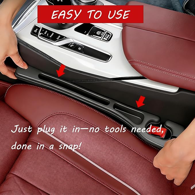 Seat Gap Filler - 2 PCS Car Seat Gap Filler Organizer for Storing Phones Keys Cards, Between Seat Car Gap Filler for Cars & SUVs (Black)