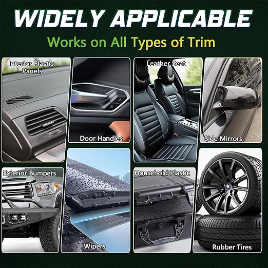 Plastic Restorer for Cars, 100ml Long-Lasting Black Trim Restorer, Waterproof, UV & Stain-Resistant, Ceramic Coating-Helps Repair Faded or Damaged Black Plastic Trim - Works in Seconds
