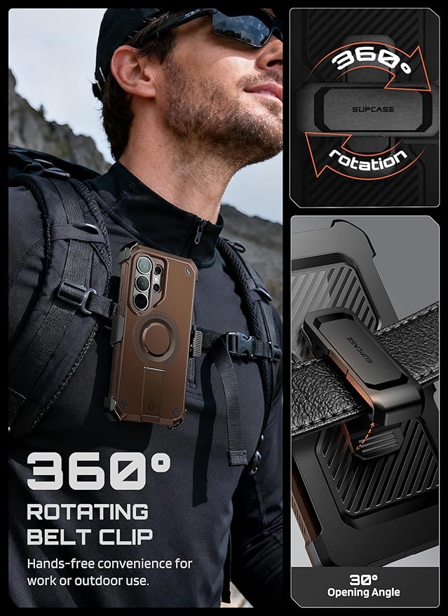 SUPCASE for Samsung Galaxy S26 Ultra Case with Stand, Military-Grade Drop Protection, Compatible with Wireless Charging/MagSafe, Built-in Screen Protector & Front Frame – UB Pro Mag, Brown