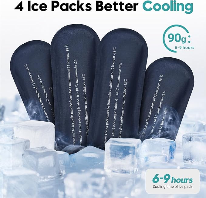 ALLCAMP Insulin Cooler Travel Case Diabetic Medication Cooler with 4 Ice Pack - Medical Cooler Bag Portable and Reusable Blue (9X 4.72x 3.14 inches)