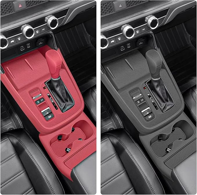 Temmis Center Console Silicone Organizer with Cup Holder for Honda CRV 2023-2026 (Gasoline Version), Full-Wrap Center Consel Electrostatic adsorption Cover for Honda CRV-Black