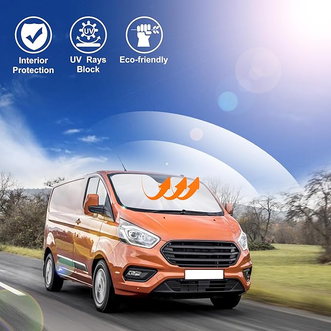 Windshield Sun Shade Custom Fit Ford Transit 2015-2024 2025 2026 Accessories Foldable Sunshade Front Window Shade Protector Keep Your Car Cool