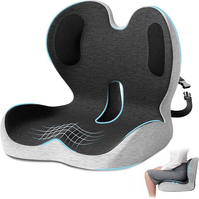 Ergonomic Seat Cushion,Office Chair Cushion with Lumbar Support Pillow,Car Orthopedic Seat Cushions,Designed for Sciatica,Tailbone,Back Pain Relief,for Office,Car,Truck,Home,Desk Chair