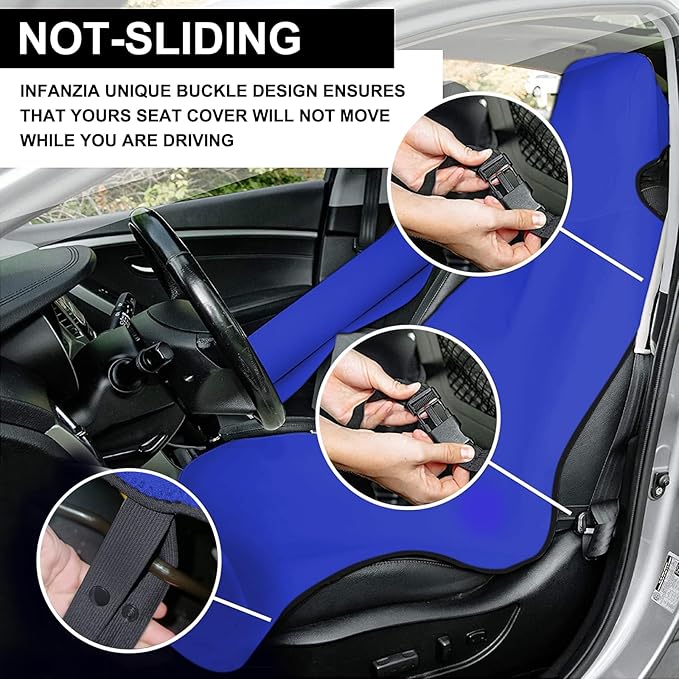 INFANZIA Premium Waterproof Seat Cover Towel Protector Neoprene Universal Fit, Upgraded 100% Washable & Removable Non-Slip Sweat Carseat Towel Covers, Perfect for Gym/Yoga/Workout（Royal Blue,1PCS
