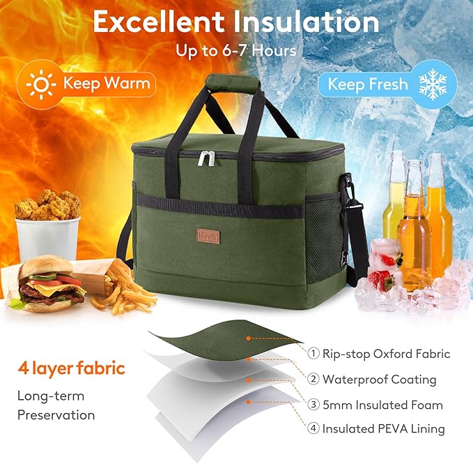 Lifewit Cooler Bag 30/50/60 Cans Collapsible and Insulated Large Lunch Bag Leakproof Soft Cooler Portable Tote for Camping/BBQ/Family Outdoor Activities