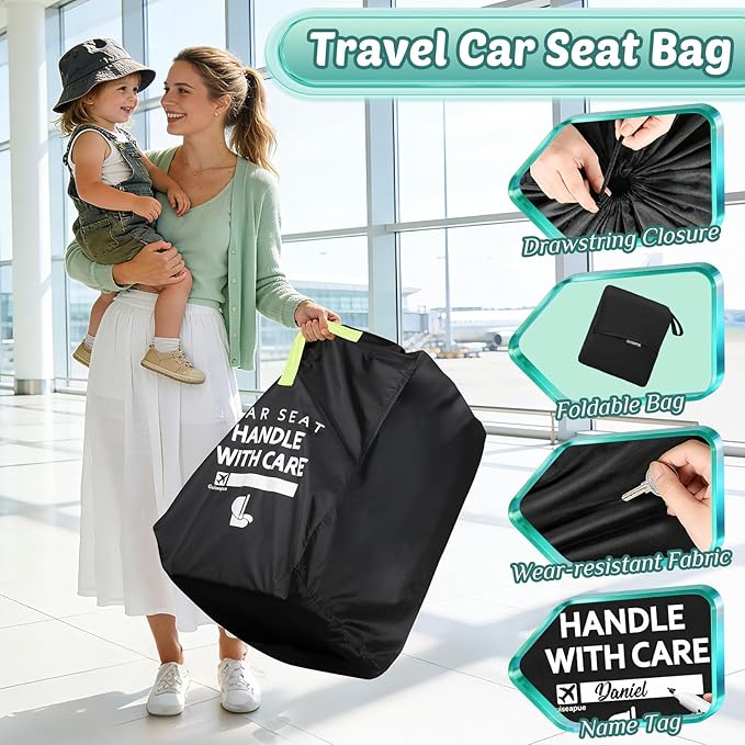 Guiseapue Car Seat Travel Bag for Airplane: Car Seat Bags for Air Travel Fit All Car Seats, Infant Carriers & Booster Seats, Carseat Cover Fit Doona Graco Evenflo, First Mothers Day Gifts for New Mom