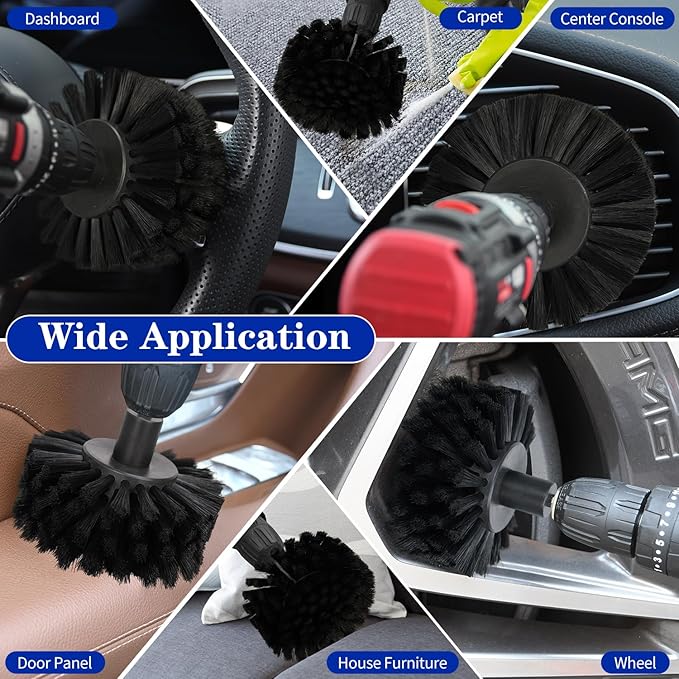 Soft Bristle Leather Brush for Drill, for Leather, Car Interior, Car Wheel, Upholstery, Furniture, Carpet