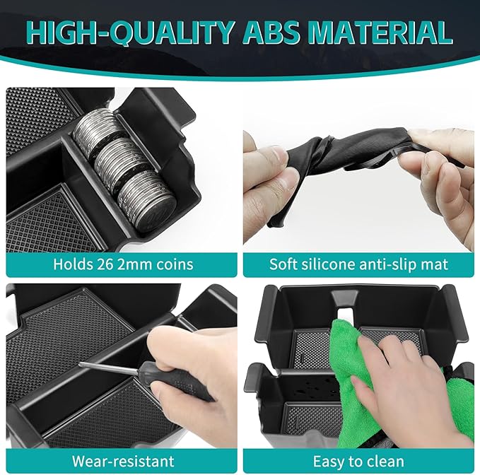 Center Console Organizer Compatible with 2018-2026 Jeep Wangler JL JLU 4xe Rubicon Sahara & 2020-2026 Gladiator JT Accessories, Armrest Storage Box Tray Fit for Jeep Interior Accessories