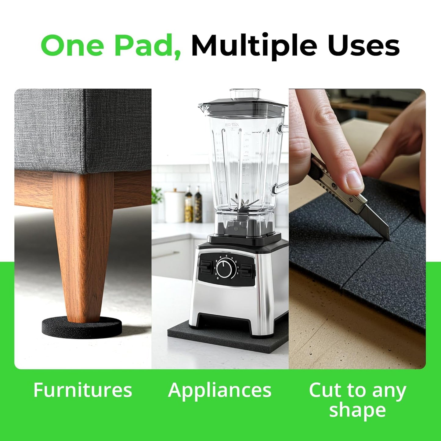 XCEL 4 Pack 12" x 12" x 1/4" Self Stick Foam Rubber Pads with Adhesive Versatile Adhesive Foam Rubber Pads Sheets for Appliances and Furniture, Neoprene Foam Pads Adhesive