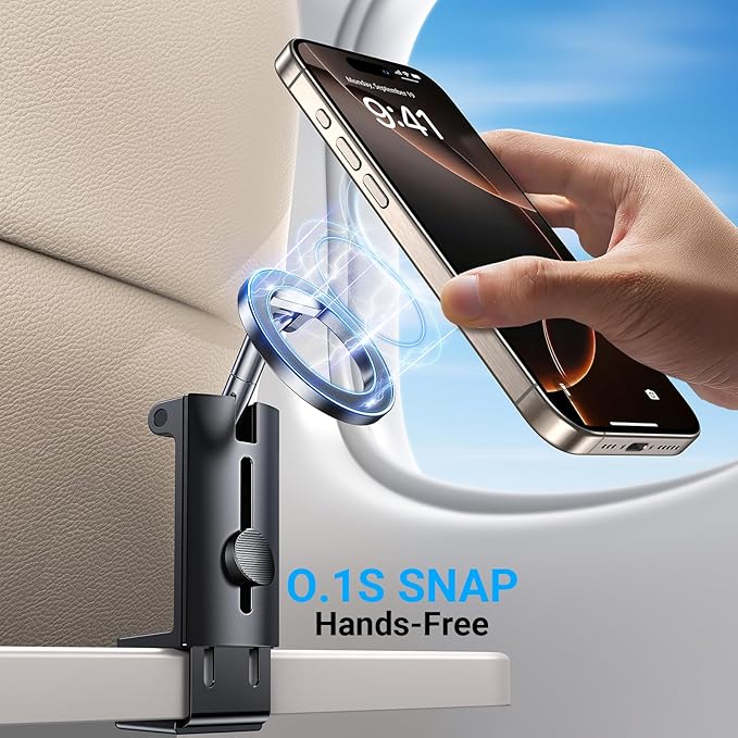Coolpow for Magsafe Airplane Phone Holder Mount【Strong Magnet】Airplane Travel Essentials Plane Phone Holder Long Flight Essentials,Universal Cell Phone Stand Desk Mounts for iPhone 16 15 Pro Max 14 13