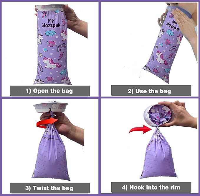 MP MOZZPAK Vomit Bags Disposable 35 Pack - 1000ml Emesis Bags, Leak-Proof Barf Bag, Travel Friendly Puke & Nausea Bag for Motion Sickness, Medical Grade Throw up Relief for Car (35pk - Unicorn Style)