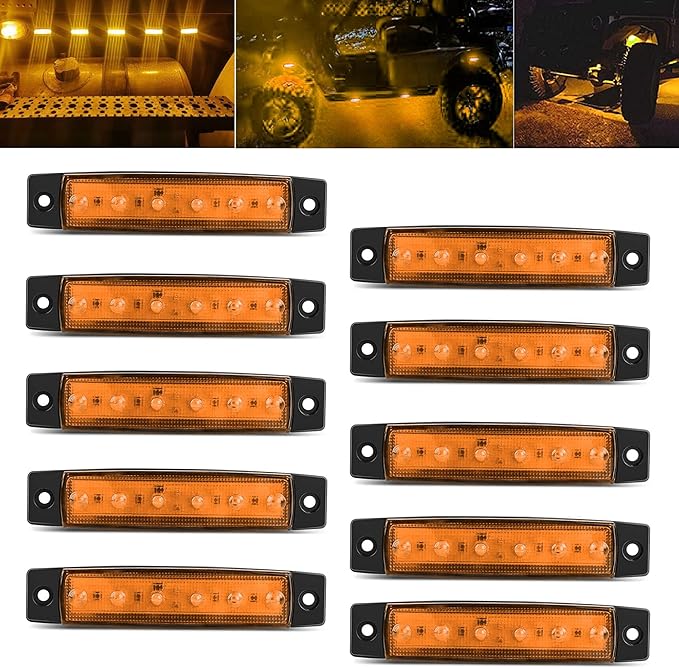 10 Pcs Amber LED Rock Strip Lights,Wheel Well Underglow Lighting Kits,Car Rock Lights Exterior Side Marker Lights for Wrangler Truck Golf Cart RV RV SUV Offroad