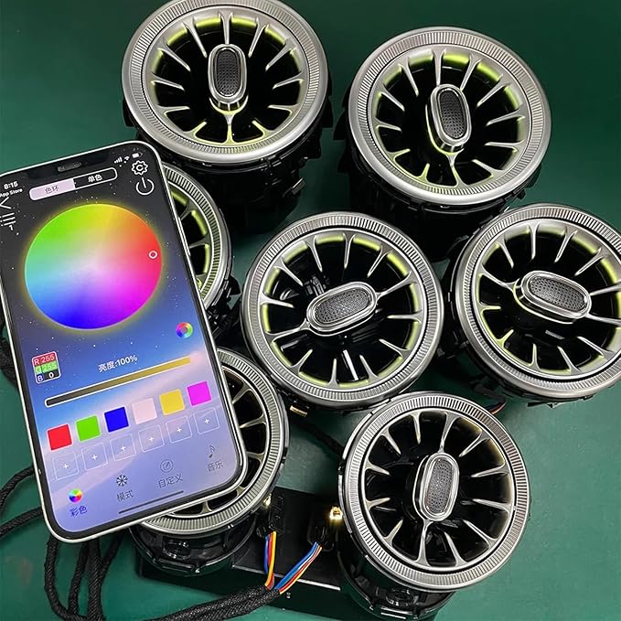 256 Colors Car Decor Interior Light, LED Turbine Air Vent Ambient Lighting Kit, Neon Atmosphere Lamp AC Accessories Fits for 2016-2022 Mercedes Benz GLC250 GLC300 GLC43 GLC63 GLC-Class X253