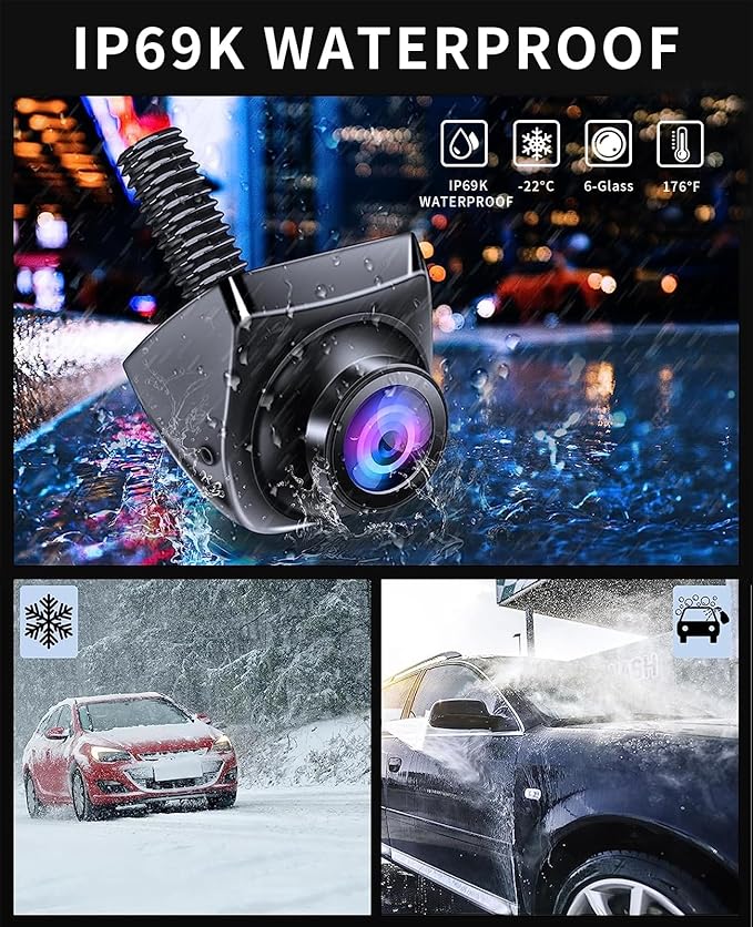 B-Qtech Car Backup Camera Monitor System Rear View Reverse Camera Waterproof Night Vision DIY Guide Lines LCD 1080P Display for Cars Truck Off-Road SUV Van Jeep UTV