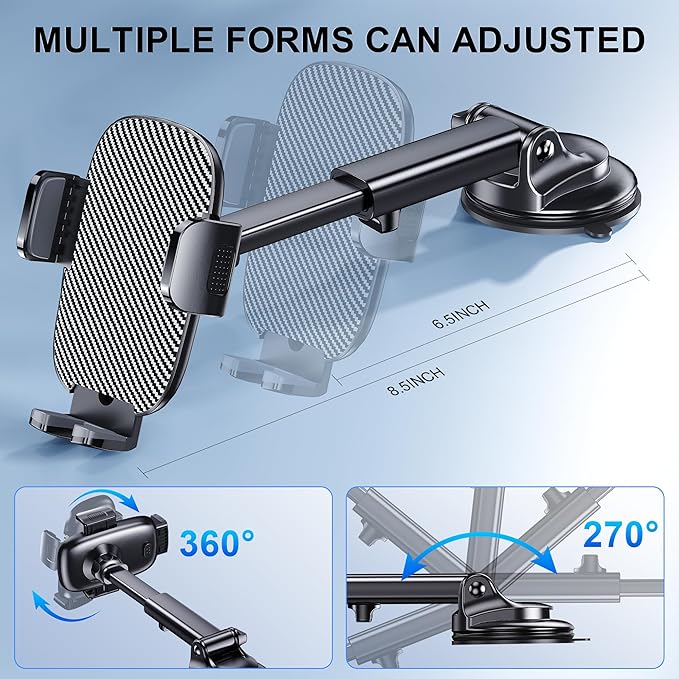 GUWEZ Phone Holder Car Mount for iPhone [Powerful Suction] Phone Mount for Car Dashboard Windshield Air Vent Universal Accessories [Thick Cases Friendly] Automobile Phone Holder Fit iPhone Smartphone