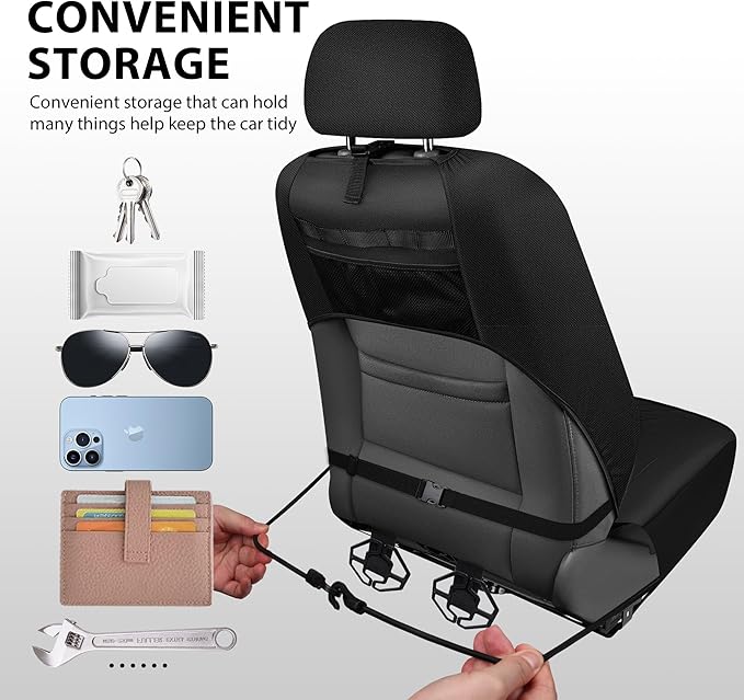 CAR PASS Oxford Bling Diamond Car Seat Covers Full Set Interior Sets, Waterproof Shining Glitter Sparkly Crystal Universal Armrest Fit 95% Automotive Truck SUV Cute Women Girl, Black Blue Rhinestone