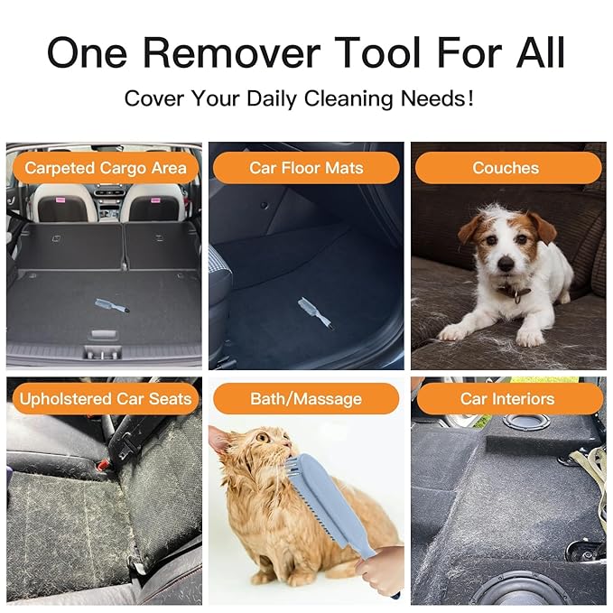 Professional Rubber Dog Hair Remover Brush for Car & Home – Auto Detailing Tool Removes Pet Hair from Vehicles, Furniture, SUVs, Trucks, RVs