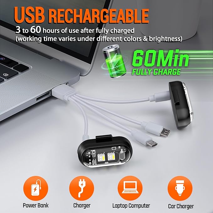 Wireless LED Strobe Lights Remote Control, 8 Colors USB Charing Waterproof Anti-Collision Flashing Emergency Warning Lights for Car Motorcycle Drone Aircraft Bike 16PCS