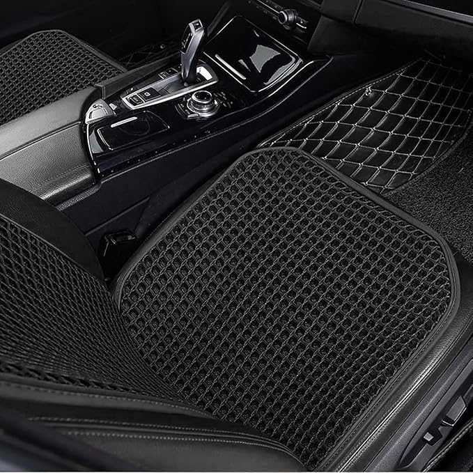 Cooling&Breathable 3D Air Mesh Car Seat Cushion for Summer, Universal Ventilated Comfortable Seat Pad, Suitable for Sedans,Vans,Pickup,Trucks,Suvs (Black-1PcsBackCushion+1PcsSeatPad)