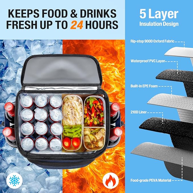 Cooler Backpack - 40 Cans Insulated Leak Proof Backpack Cooler Portable Picnic Camping Beach Hiking BBQ Picnic Bag for Men and Women -Blue