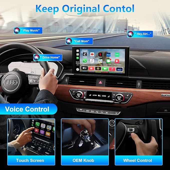 Wireless CarPlay Adapter for Apple, Car TV Mate with HDMI Input for TV Sticks and Game Consoles, Plug and Play, Fit for Cars with Factory Wired CarPlay from 2016 & iOS 10+ iPhone