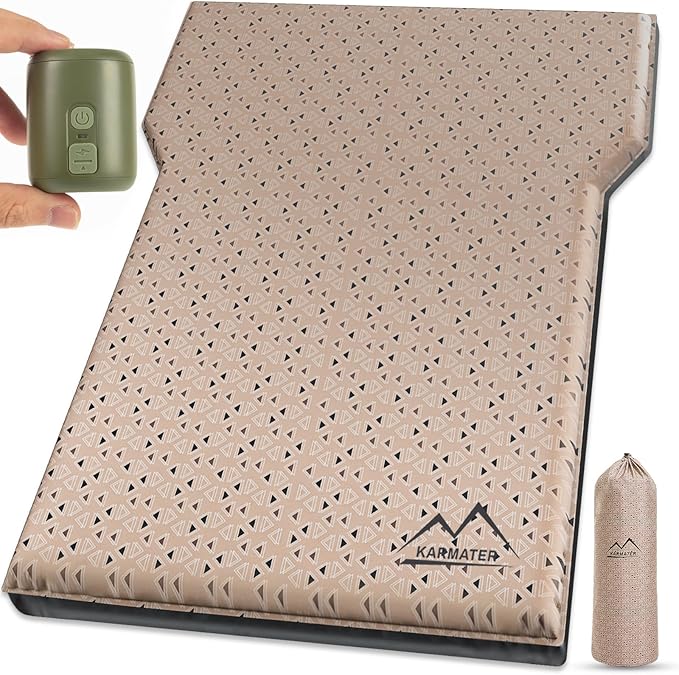 SUV Air Mattress Car Bed, Inflatable Car Camping Pad with Air Pump, Ultrathick Memory Foam Camping Mattress, 9.0 R-Value Insulated Sleeping Pad 2 Person, Camping Mat for Hiking and Backpacking
