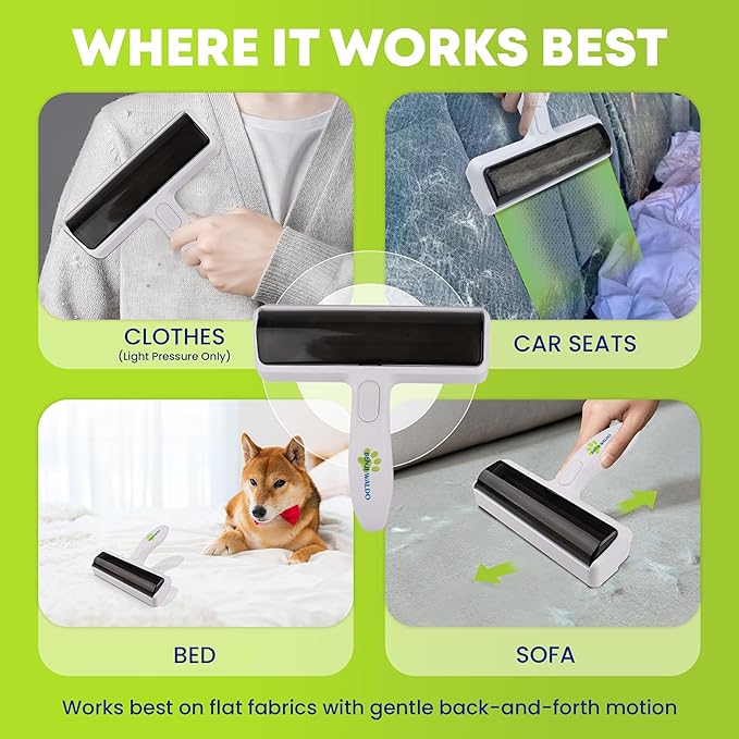 Pet Hair Removal Tool - Reusable Lint Roller for Dog & Cat Hair Remover for Furniture, Couch & Car Seats - No Sticky Tape, No Refills