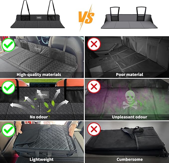 EULANT Portable Air Mattresses for Sleeping,Synthetic Leather Car Rear Seat Mattress Extension Plate,Folding Car Bed Mattress Increase Travel Trunk Space & Car Bed Camping Space for Car/SUV/Model Y/3