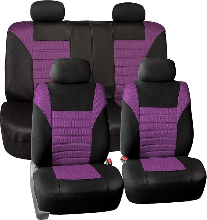 TLH Car Seat Covers Premium 3D Air Mesh Automotive Seat Covers Full Set Purple Seat Covers Airbag Compatible and Split Rear Car Seat Cover Universal Fit Interior Accessories for Cars Trucks and SUV