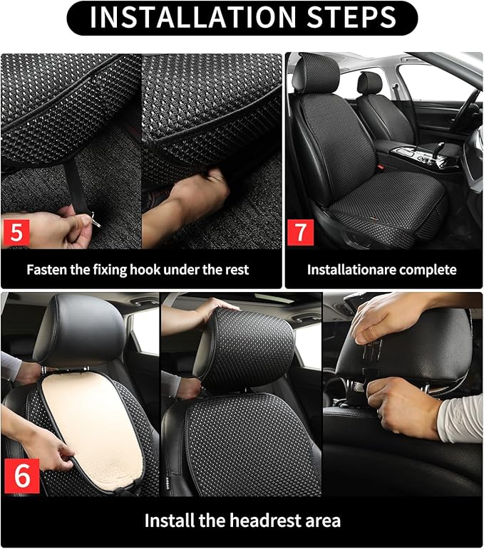 Auto Newer Car Seat Cover,Breathable Front Car Seat Cushion,Comfortable Car Seat Protector,Anti-Slip and Full Wrap Driver Car Seat Protector with Storage Pocket,Universal All Seasons(Black,1PCS)