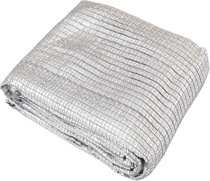 65% Aluminum Foil Shade Cloth with Grommets,13ft x 13ft, Mesh Sun Block Fabric Cover, Canopy, Privacy Screen for Outdoor Patio, Garden, Backyard, Silver