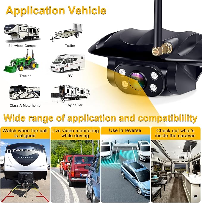RV Backup Camera Wireless Easy Install: Plug & Play for Furrion Pre-Wired RVs - 7″ HD Touch Key Monitor, 1080P DVR, 4-Channel Split-Screen, Night Vision, IP69K Waterproof AMTIFO A7