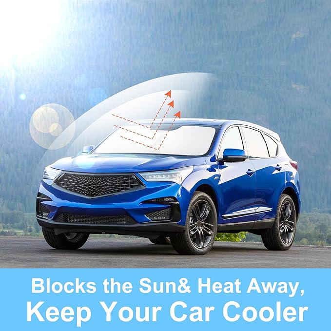 Windshield Sun Shade Custom Fit for 2019-2024 2025 2026 AcuraRDX RDX Accessories Foldable Sunshade Sun Blocker Protect Car from Sun Rays & Heat Damage Keep Car Cooler