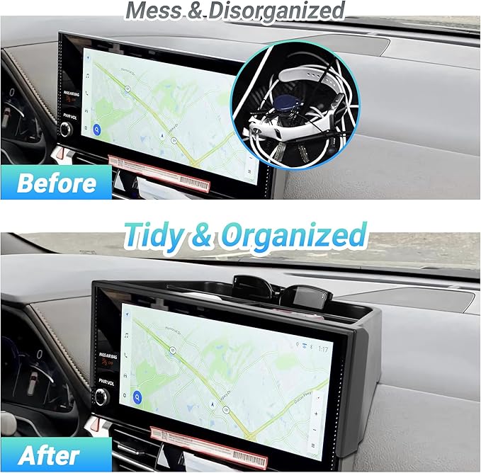 Center Console Organizer Dashboard Tray Compatible with 2025-2026 Toyota Sienna 12.3-inch Screen Interior Accessories, Dashboard Storage Organizer Box with Sunglasses Holder