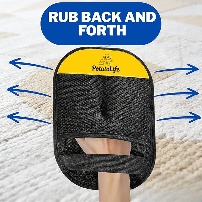 PotatoLife Pet Hair Removal Glove Upgraded Reusable Electrostatic Washable Fur Remover for Dogs Cats, Grooming Mitt for Couch, Sofa, Furniture, Carpet, Clothing and Car Seat, 2-Pack Small
