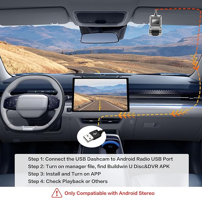 Inefala USB Car DVR Camera Video Recorder, Loop Recording ADAS, Dash Cam, with 32GB SD Card 24H Parking Mode Driving Recorder LDWS FCWS Dash Cam for Android Radio Stereo GPS DVD, Night Vision Full HD