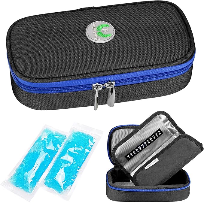 YOUSHARES Insulin Cooler Travel Case - Medication Diabetic Insulated Organizer Portable Cooling Bag for Insulin Pen and Diabetic Supplies with 2 Cooler Ice Pack