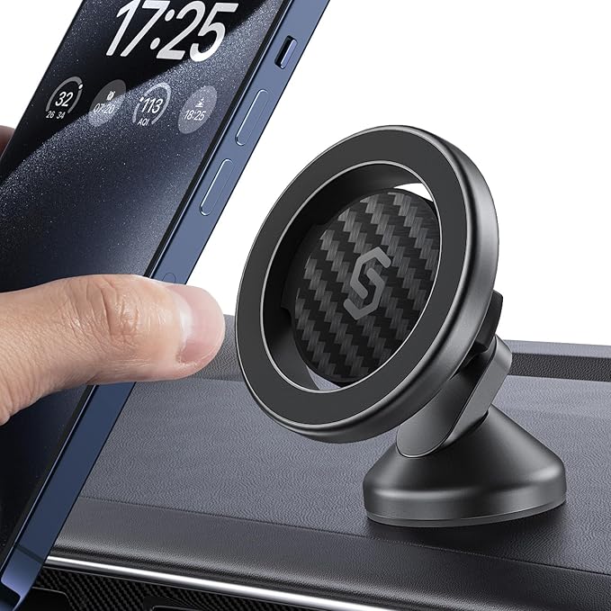 SYNCWIRE MagSafe Car Mount - Flexible Rotation Magnetic Phone Holder for Dash, Strong Magnets, Universal Compatible iPhone, Samsung, Pixel - MagSafe Car Accessories