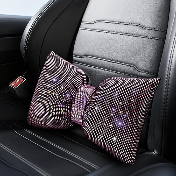 surpassme Rhinestone Lumbar Support Pillow for Car, Bling Back Support Pillow/Cushion Car Accessories for Women(Pink)