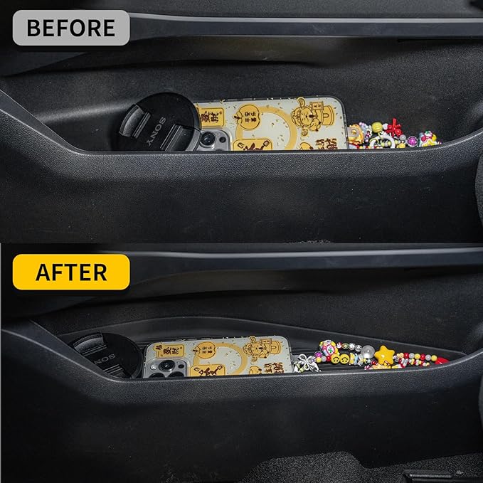 Gear Shift Side Storage Compatible with 2021-2025 Ford F150 Silicone Center Console Side Lower Storage Tray Gear Shifter Organizers 2PCS for 2024 F-150 Accessories