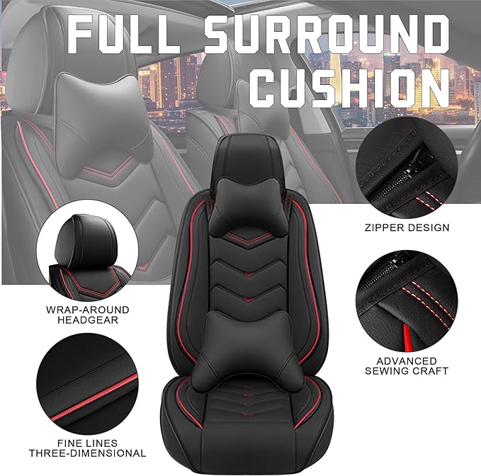 CTDS Car Seat Covers for Honda Civic 2000-2026, Stylish Sport Seat Cover, Premium Nappa Leather Car Seat Cover. Automobile Seat Covers Sets.(Luxury 2 Seats/Black)
