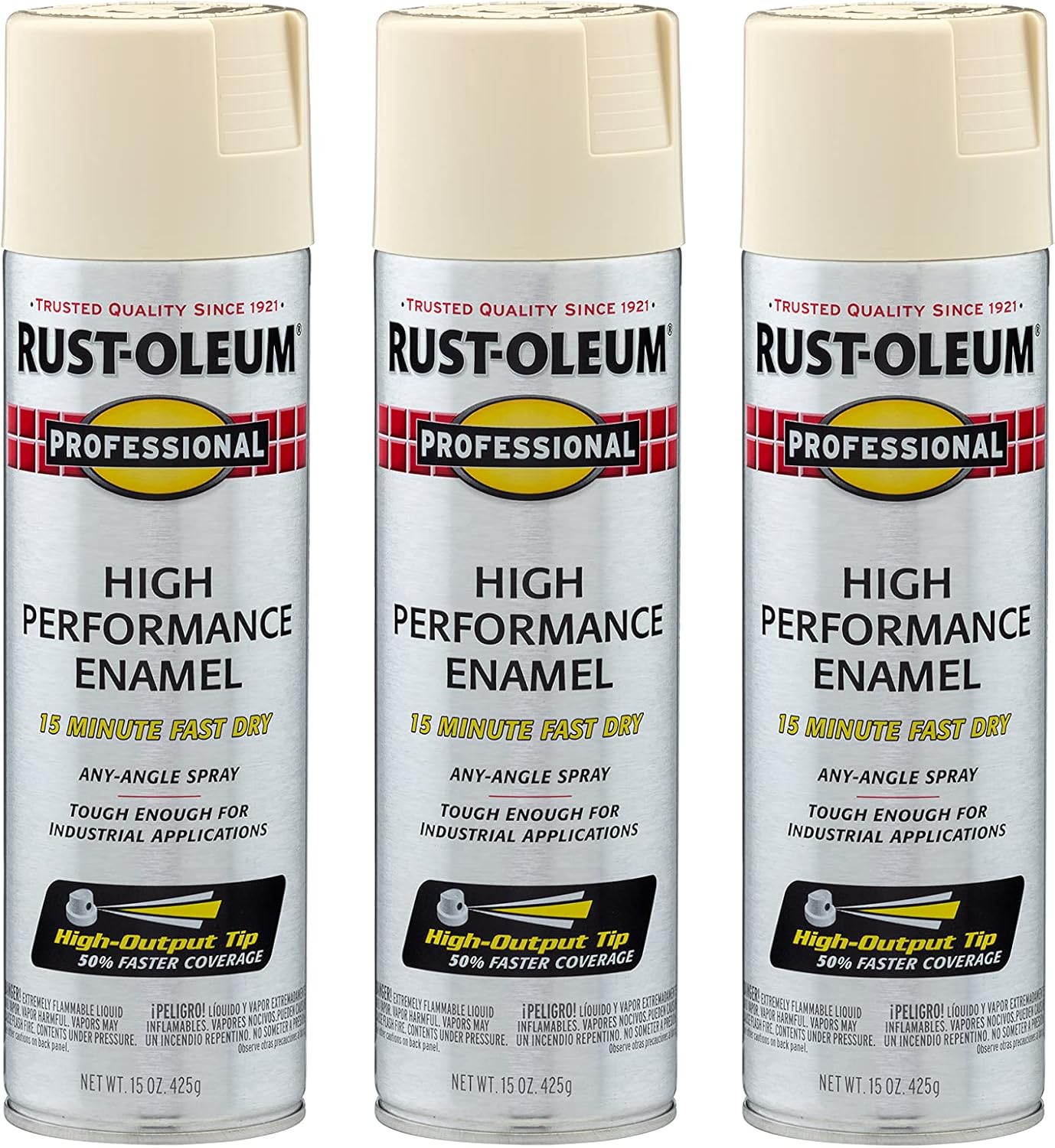 Rust-Oleum 7570838-3PK Professional High Performance Enamel Spray Paint, 15 Oz, Gloss Almond, 3 Pack