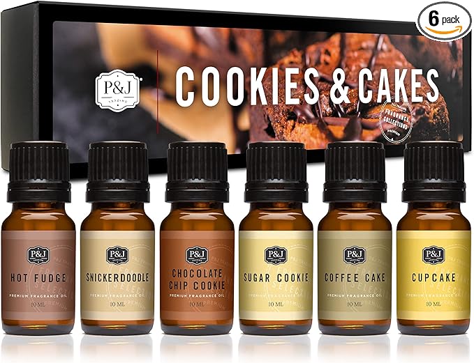 P&J Trading Fragrance Oils for Diffusers for Home Cookies & Cakes Set Fragrance Scents for Candle Making - Soap Making - Car Diffuser Scents - Essential Home Gift Set - Sugar Cookie & More